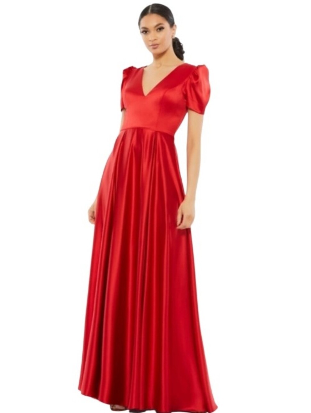 Mac Duggal Gown NEW!Size 16, Puff‎ Sleeve, Red Satin